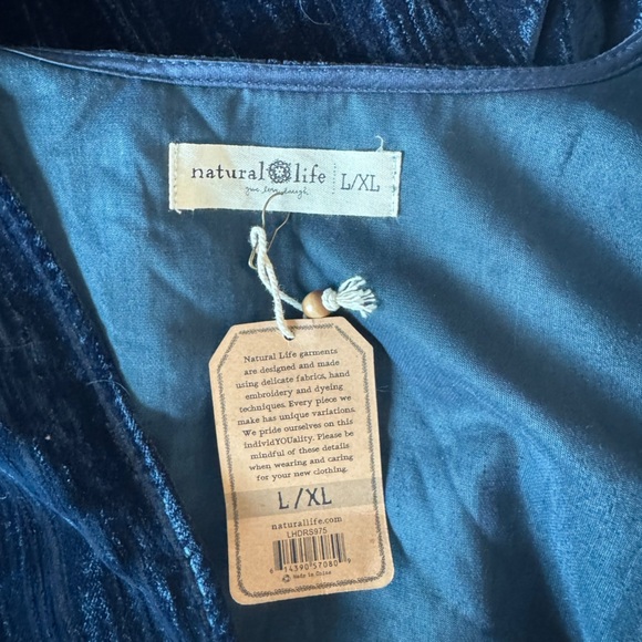 Natural Life - NWT Velvet Burnout Deep V Short Sleeve Dress Sz L/XL - Picture 7 of 8